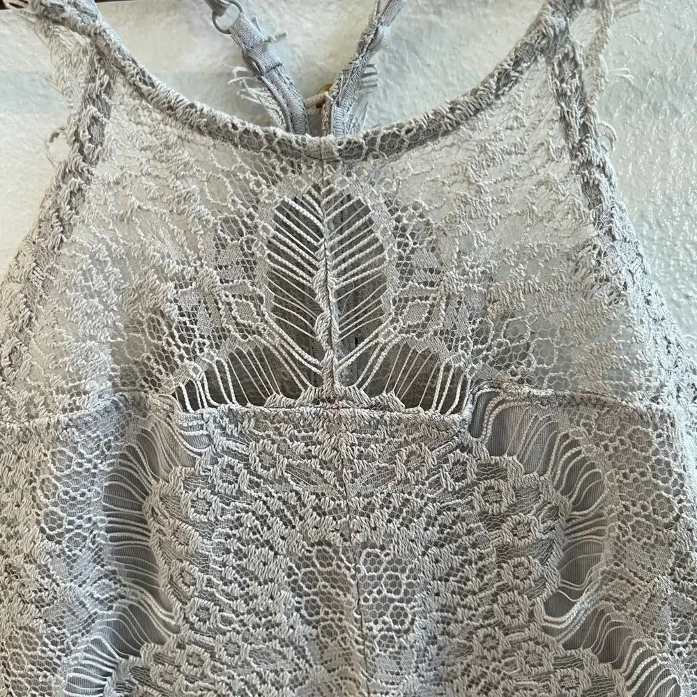 Free People NWT Gray XS Mini Lace Slip Dress She’s Got It